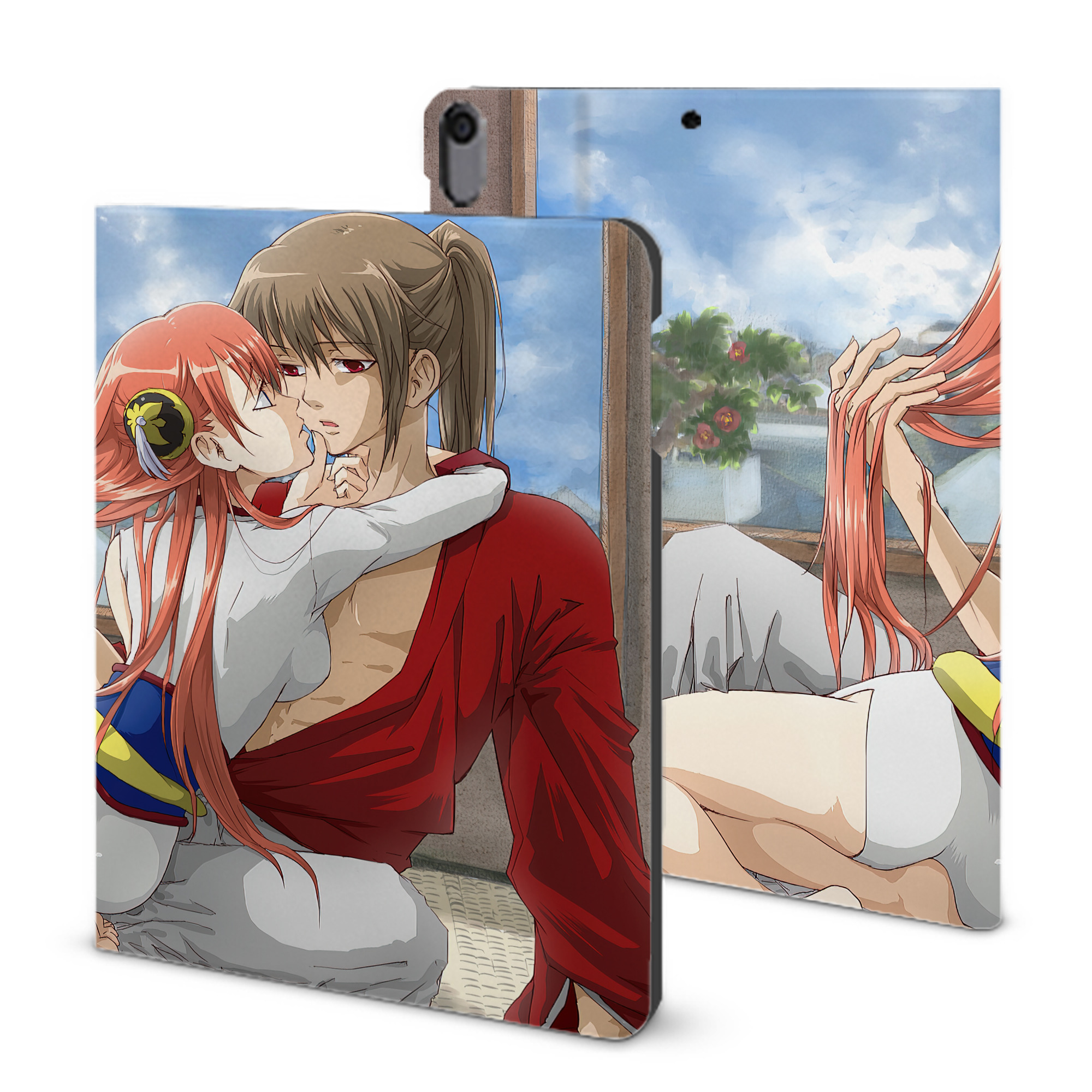 ぎんたま 坂田銀時（さかたぎんとき） 神楽 志村新八（しむら しんぱち） GINTAMA Sakata Gintoki Kagura Shimura Shinpachi IPad ケース ブック型 PUレザー TPU 耐衝撃 軽量 薄型 ペン収納なし 全面保護 IPad 各モデル対応
